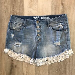 NWOT Mossimo High Rise Lace Trim Jean Short Shorts